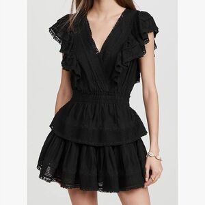 LoveShackFancy Black Eyelet Gwen Dress Mini sm